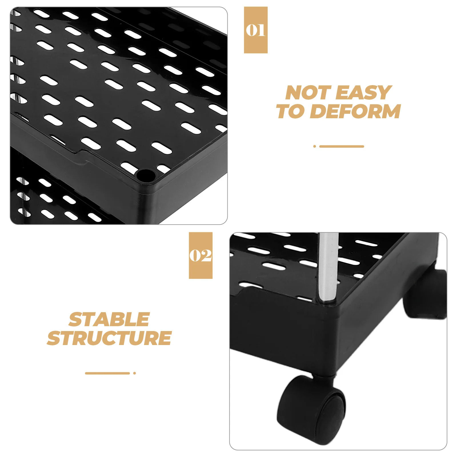 

3-Layer Multi-Function Rolling Cart Storage Rack Compact Organizer Kitchen Bathroom Utility Trolley Storage Shelf with Swivel