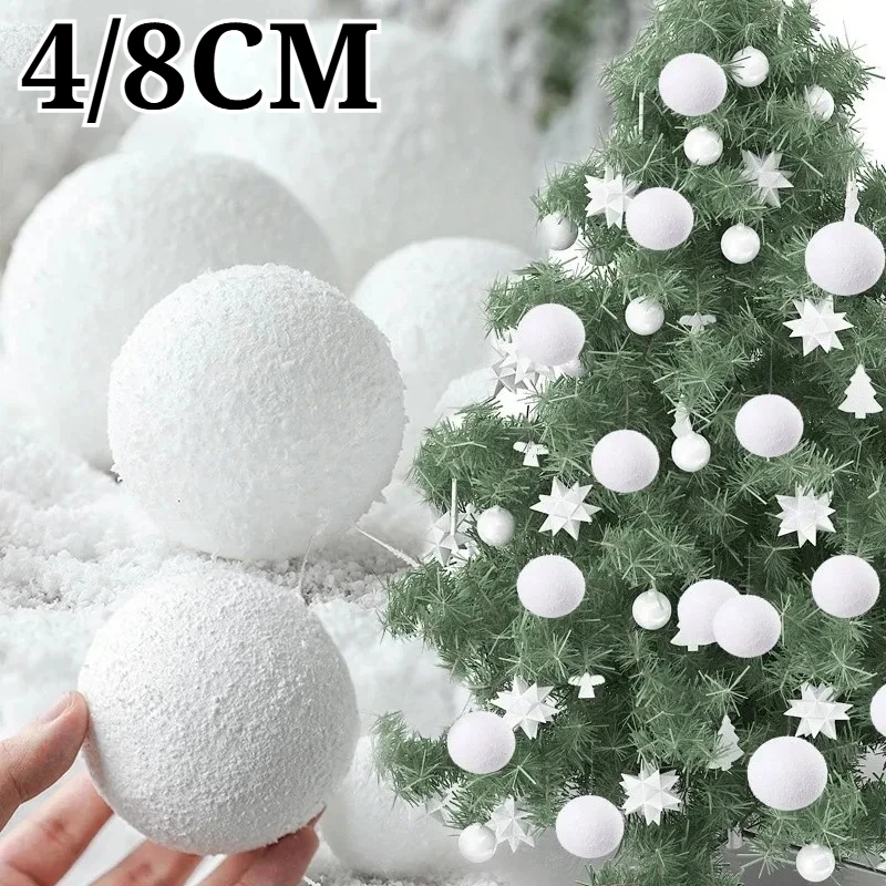 6-30PCS Realistic White Foam Snowball Spheres 4 8cm Christmas Ornaments Reusable for Tree Dining Room Porch Holiday Party Decor