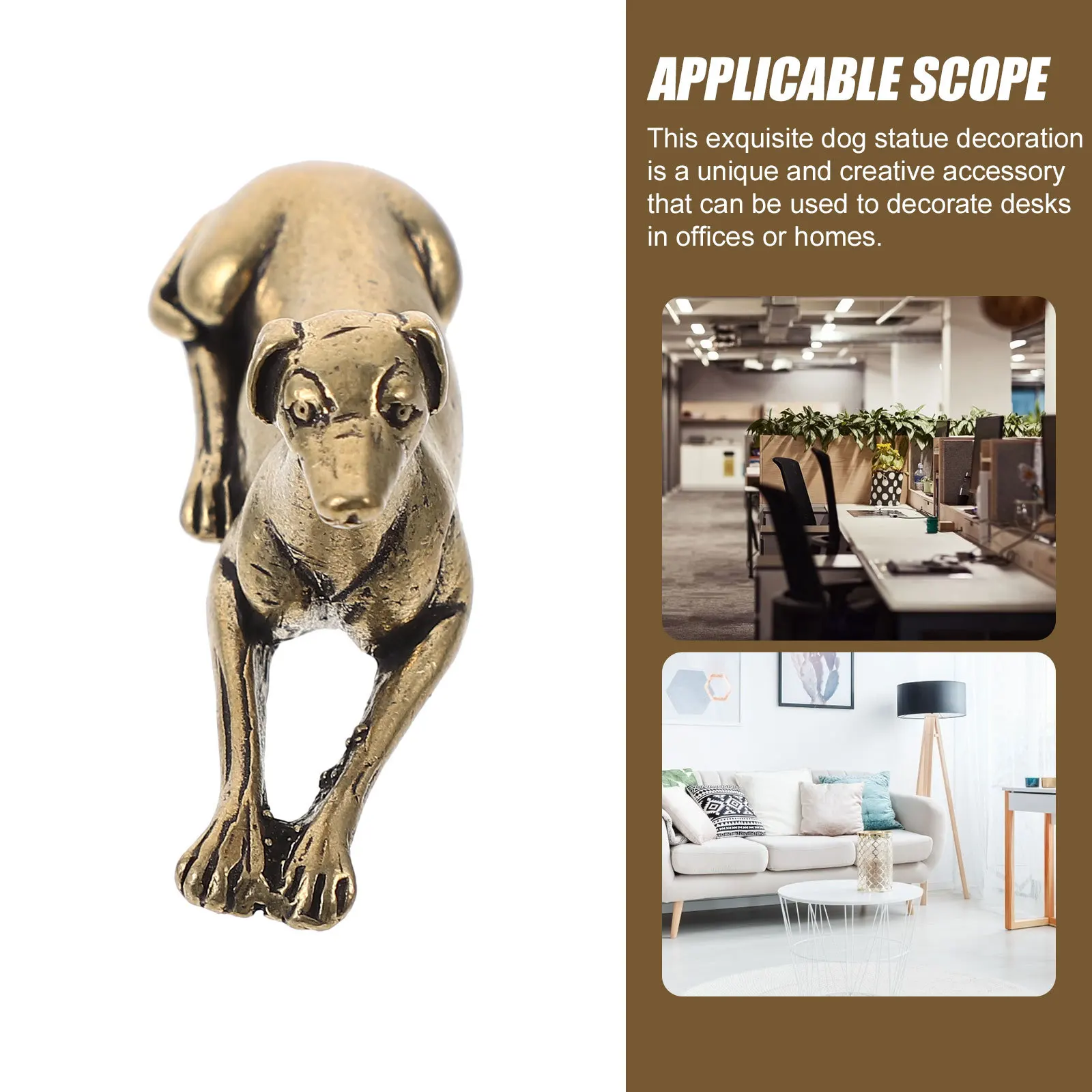 

Small Brass Hound Ornament Vintage Dog Statue for Office Desk Decor Flat Bottom Design Home Interior Metal Art Piece