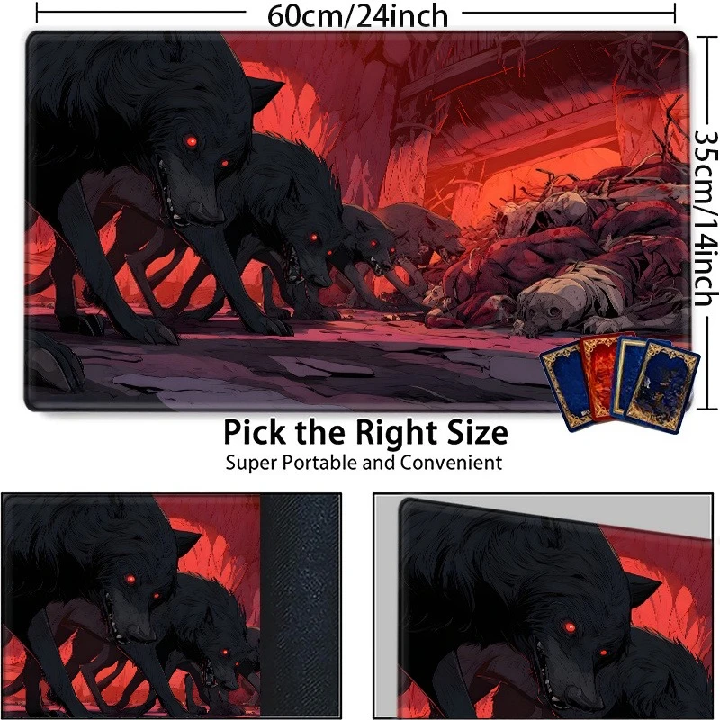Fierce Black Wolf Tablecloth - With Glowing Red Eyes - Collectible Card Suitable for gifts from TCG enthusiasts to TCG players