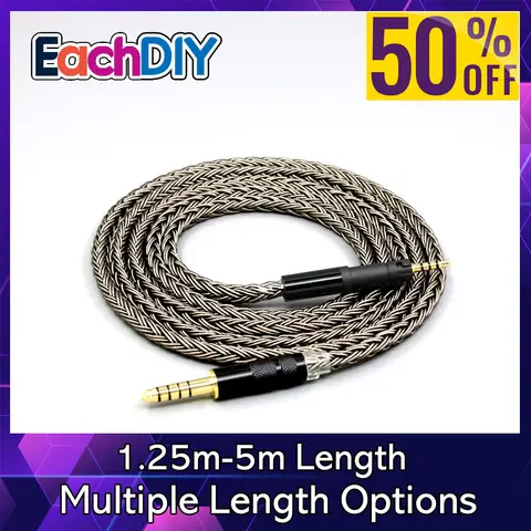 젠하이저 HD599 HD569 HD 560S HD559 hd560s LN008833용 16코어 회색 은도금 이어폰 케이블