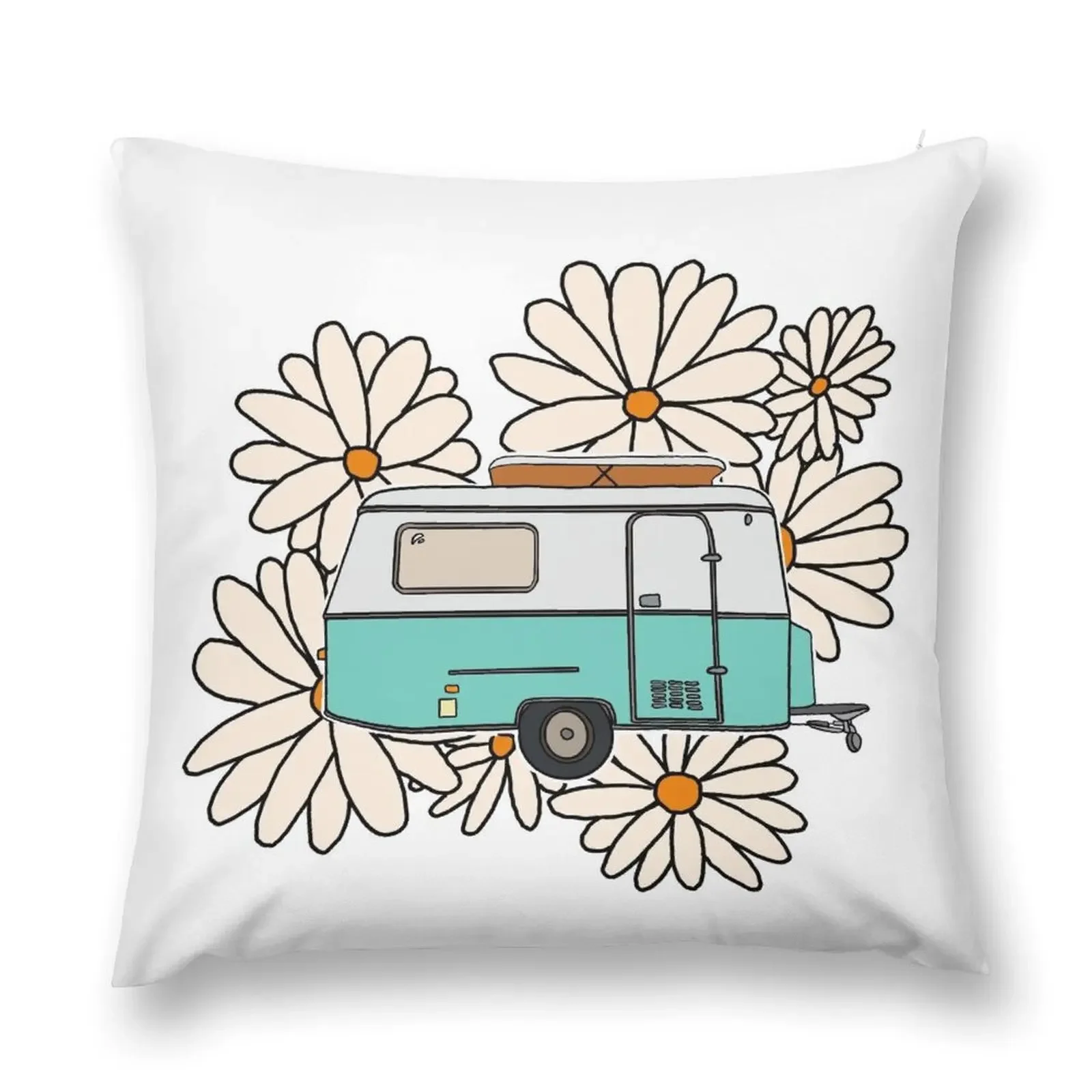 Caravan and daisies Throw Pillow Christmas Pillow Sofa Cushions Cover Pillowcases Luxury Cushion Cover pillow