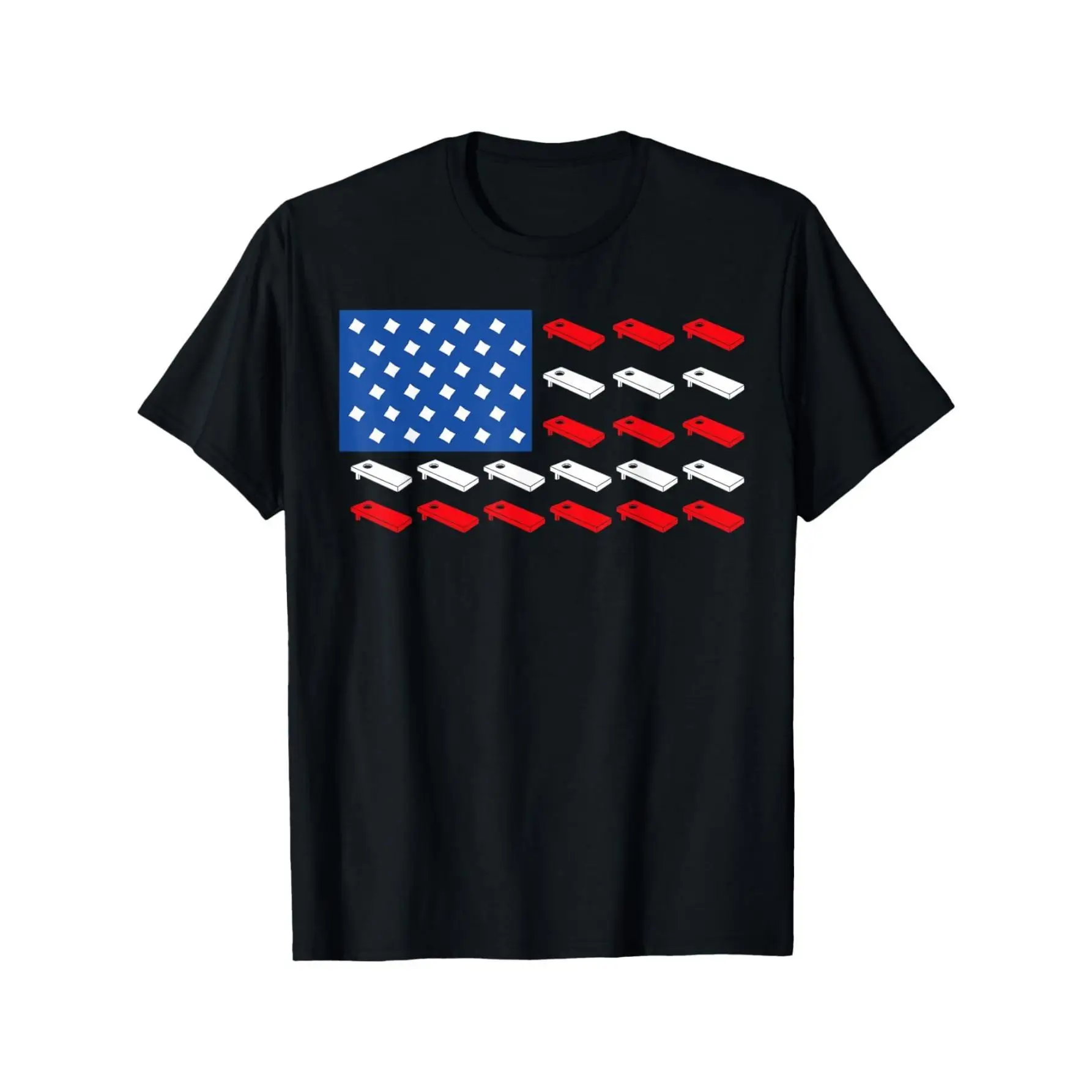 

Funny Cornhole American Flag T-shirt Men Women's Patriotic Cornhole Player Graphic Tee Summer Outdoor Game Gift
