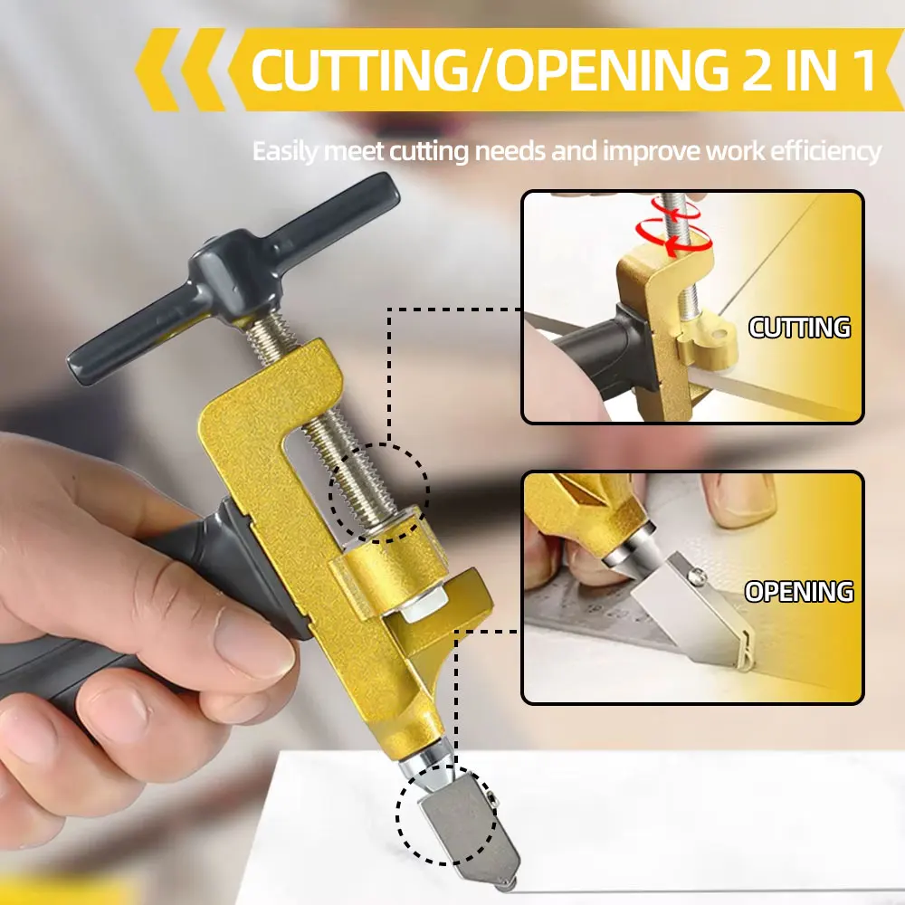 2 in 1 Diamond Tile Glass Cutter Professional Ceramic and Porcelain Cutting Manual Multifunction DIY Hand Tools for Home