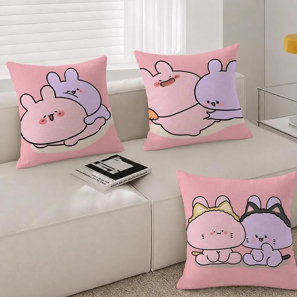 Character Asamimichan Cute Bunny Cushion Cover Natural Linen Breathable Cushion Covers Sofa Bedroom Decor Pillowcase