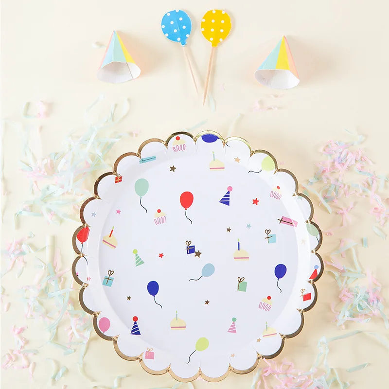 Christmas Theme Party Decoration Kids Paper Napkins Plates Cups Gold Foil Disposable Tableware Wedding Birthday Party Decorative