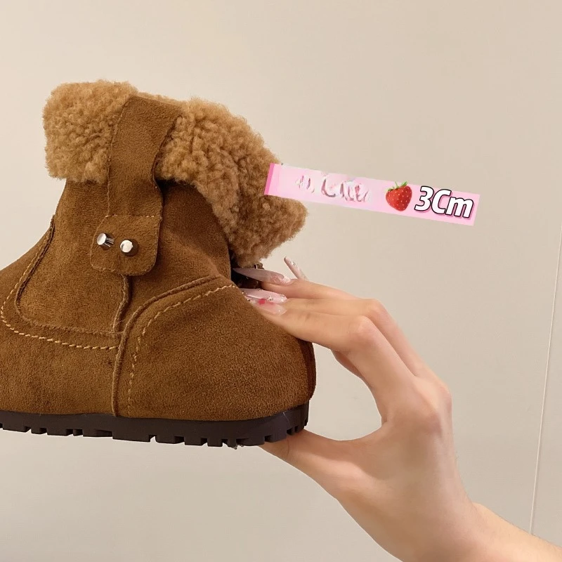 الشتاء الثلوج الأحذية الجديدة جولة تو عميق الفم الدافئة عدم الانزلاق لينة وحيد عدم الانزلاق مقاومة للاهتراء أحذية قطنية مسطحة