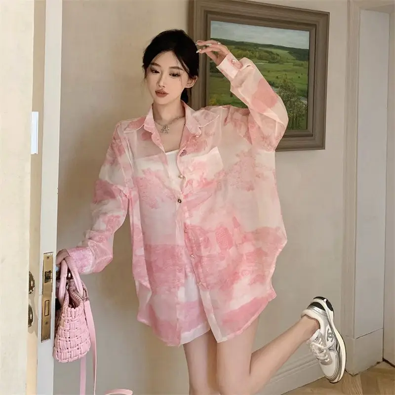 Women\'s Short Sets 2 Pieces Printing Female Shorts Pink Vacation Outfits Woman 2024 Top and Bottom Korean Style Clothing Trend