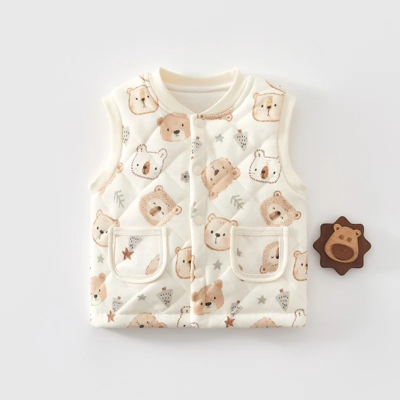 

Хлопковый жилет для новорожденных, зимний жилет для девочек, теплый мягкий детский жилет, детская одежда с героями мультфильмов, От 6 до 24 месяцев