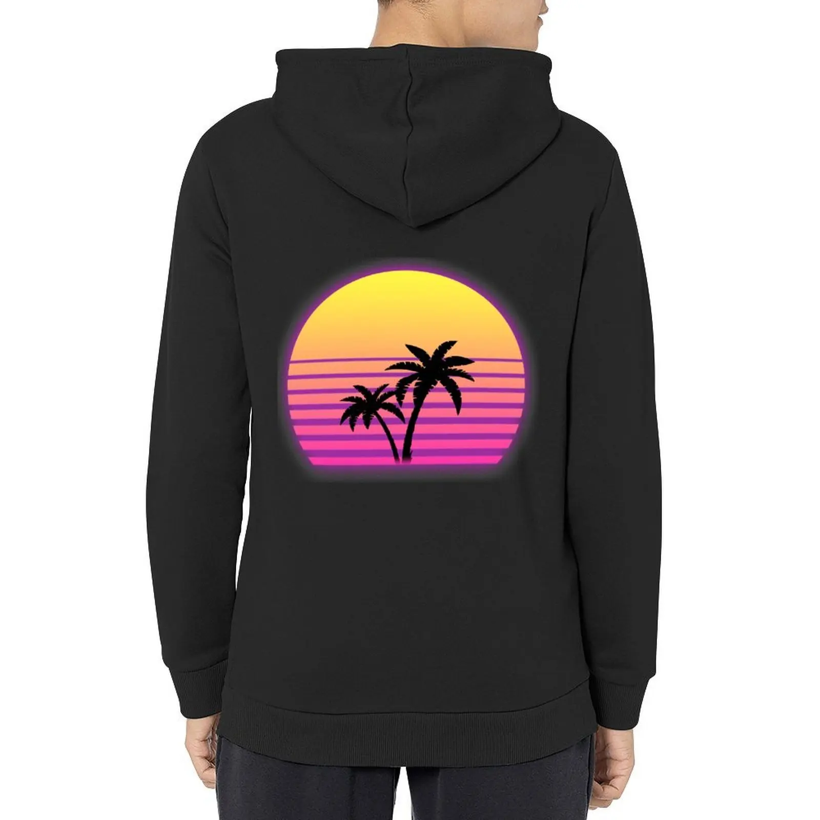 

Synthwave Sun Palm Trees Hoodie men's clothing mens clothes korean autumn clothes mens designer clothes oversized hoodie