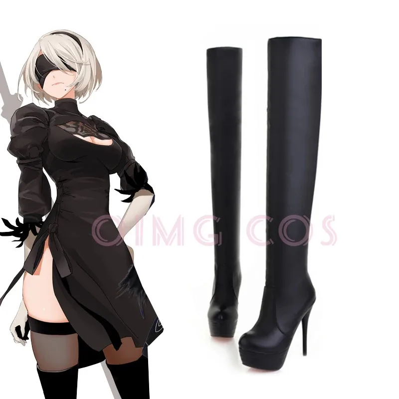 AAA 2025 Nier Automata Shoe Long Boots Cosplay Costume Yorha 2B Sexy Outfit Games Women Role Play Girls Halloween Party Fancy