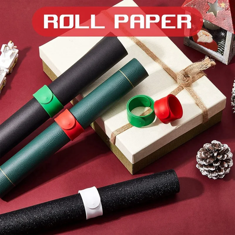 Holiday White Red And Green Flip Wraps Silicone Covered Metal Strips Flip Paper Roll Holder Stand Bracket