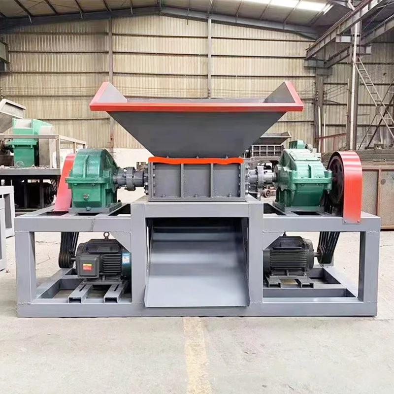 Waste Plastic Used Rubber Tires Recycling Machines Double Shaft Shredder for Sale