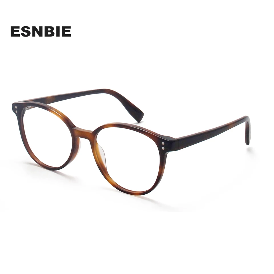 Vintage Acetate Eyeglasses Frame Women Retro Small Round Frames Narrow Rivet Men'S Glasses Frame Monturas De Lentes Hombre