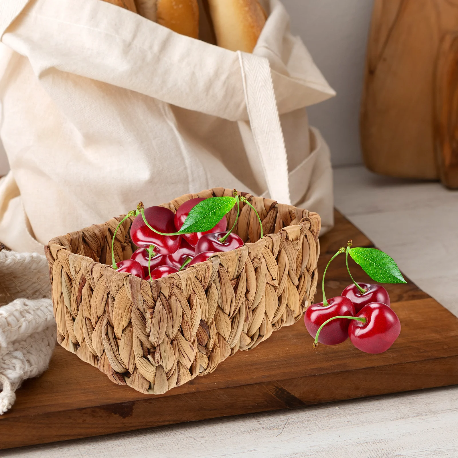 

1pcs Woven Storage Basket Seagrass Desktop Organizer Brown Tall Wicker Baskets Small Storage Weaving