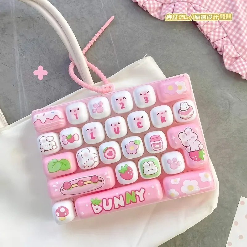 26Grid Keycap Clicker Anti Stress Fidget Keyboard Keychain Decompression Button Cartoon Hand Relax Party Favor Gift 26구 키캡 키링