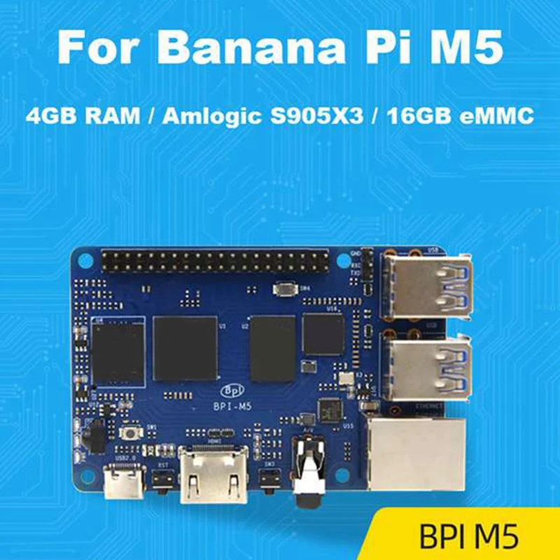 

For Banana Pi BPI M5 S905X3 4GB+16G EMMC+Case+Fan+Heat Sink+HD Cable+Power+SD Card+Card Reader Development Board