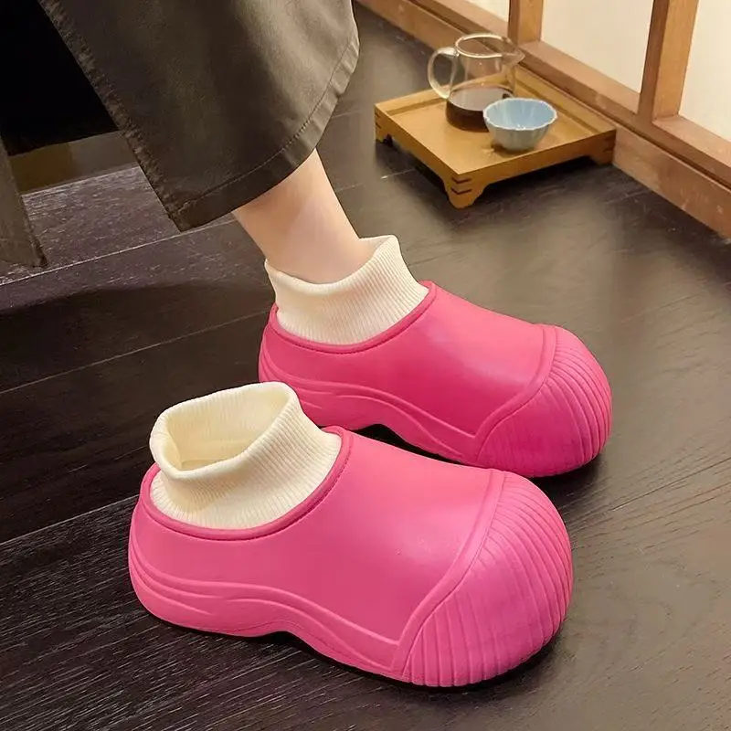 

Новинка 2023 года, уличная непромокаемая обувь для воды, женские короткие непромокаемые сапоги из ЭВА, зимние теплые плюшевые зимние сапоги для женщин