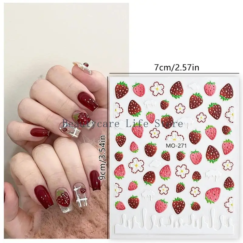 652c 5pcs pegatinas uñas verano 5 obras arte frutas calcomanías uñas fáciles e instantáneamente aplicar