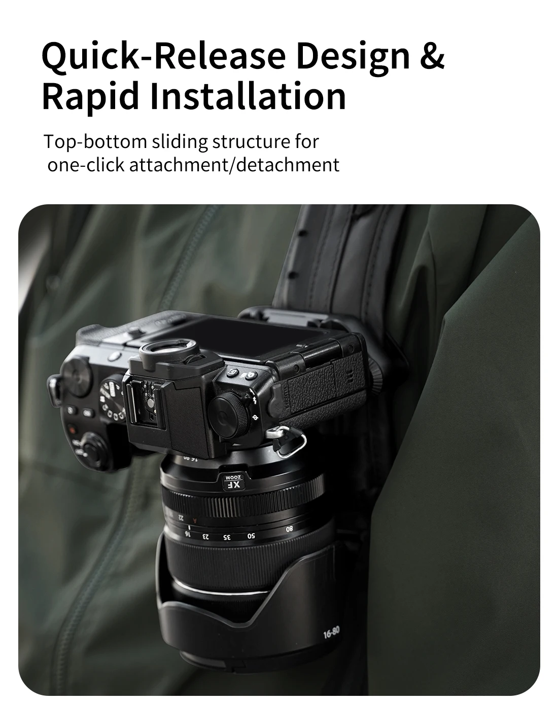 XILETU Cimapro Rucksack-Kamera-Clip, universelle Arca Swiss Schnellwechselplatte für DSLR, Sony, Nikon, Kamera, problemlos – Detail 3