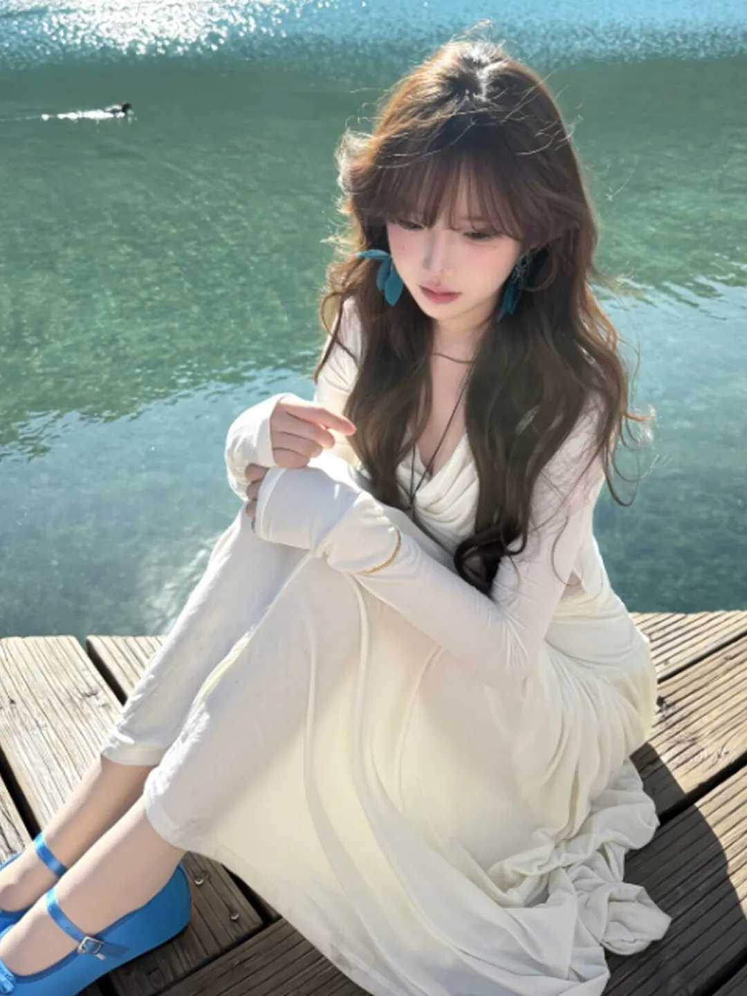 

Spring 2026 Women's Faion Set Soft Sle Bodycon Skirt One Whole Look Warm Cotton Long Sve One oulder Top