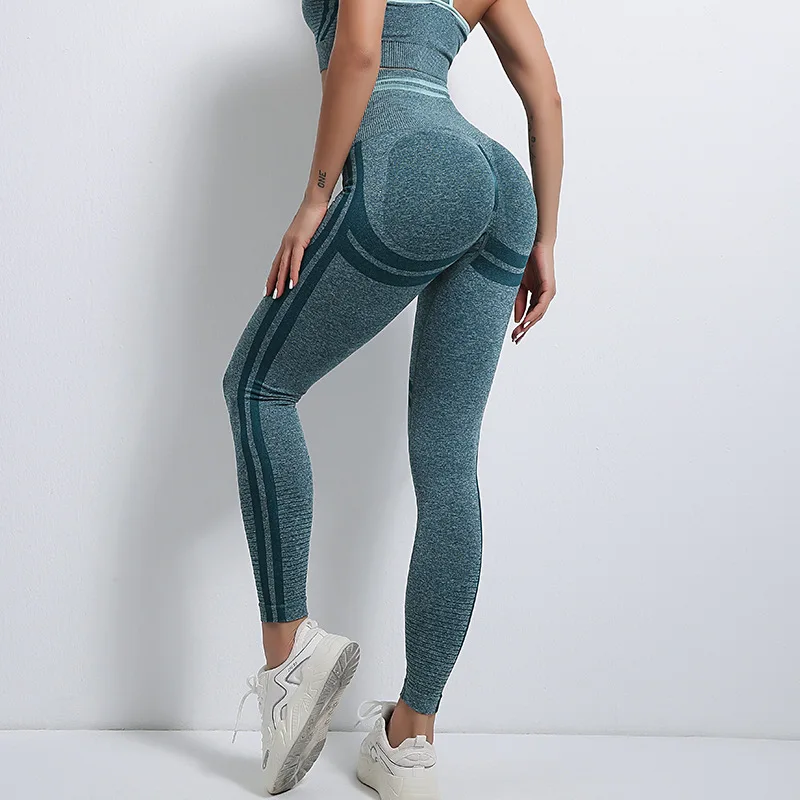 

High elastic belly tightening yoga pants, sexy buttocks lifting girl leggings, high waist seamless peach buttocks fitness pants