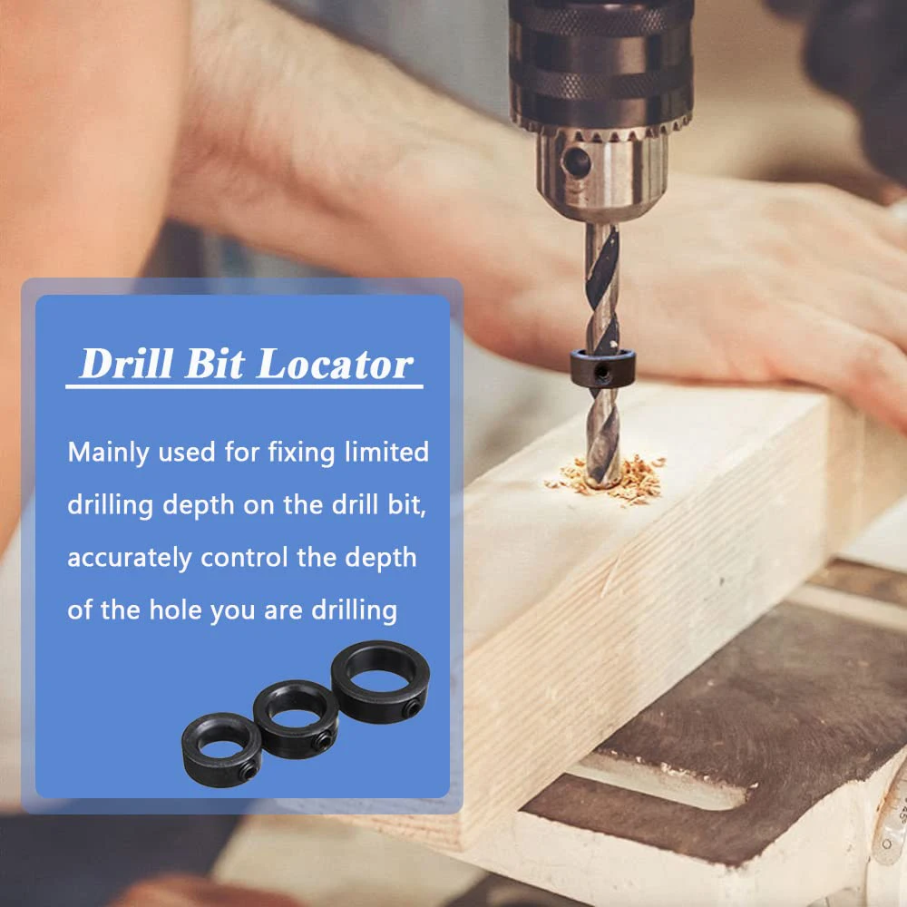 Neue Bohrer Tiefe Stop Bit Kragen Set Einstellbare Stellungs Grenze Ring Inbusschlüssel Straffen Stopper Set-Schrauben Holzbearbeitung Werkzeug – Detail 18