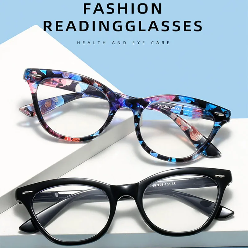 نظارات قراءة جديدة بنمط عين القطة المضادة للضوء الأزرق للبيع بالجملة، معابد الربيع، نظارات قراءة مريحة وأنيقة