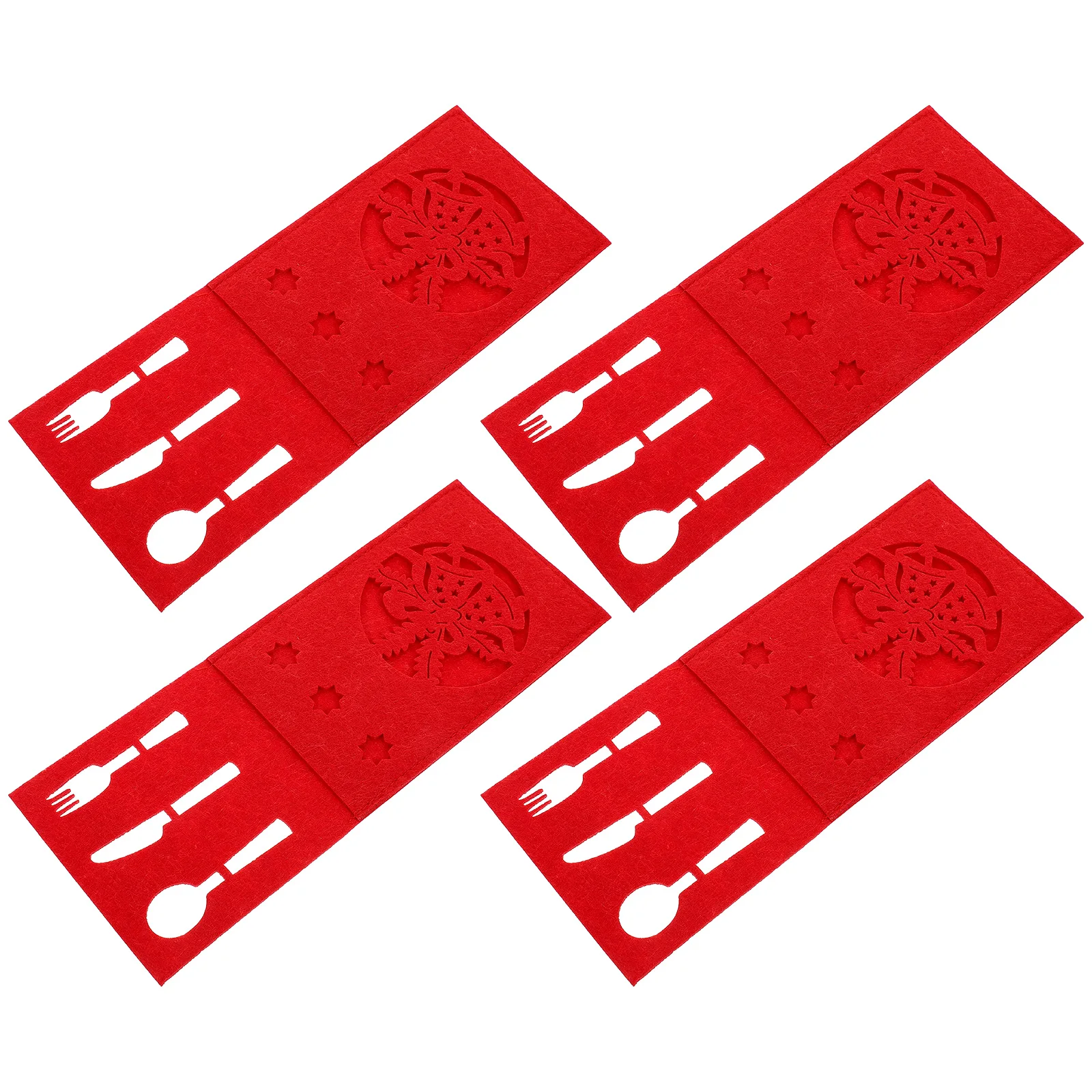 

4pcs Cutlery Bag Red Silverware Case for Camping Party Tableware Protective Covers Storage Decor Dining Cloth Bags