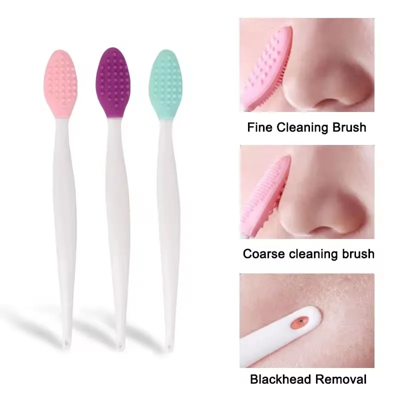 1-5PCS Beauty Skin Care Wash Face Silicone Brush Exfoliating Nose Clean Blackhead Removal Brushes Tools With Replacement Head
