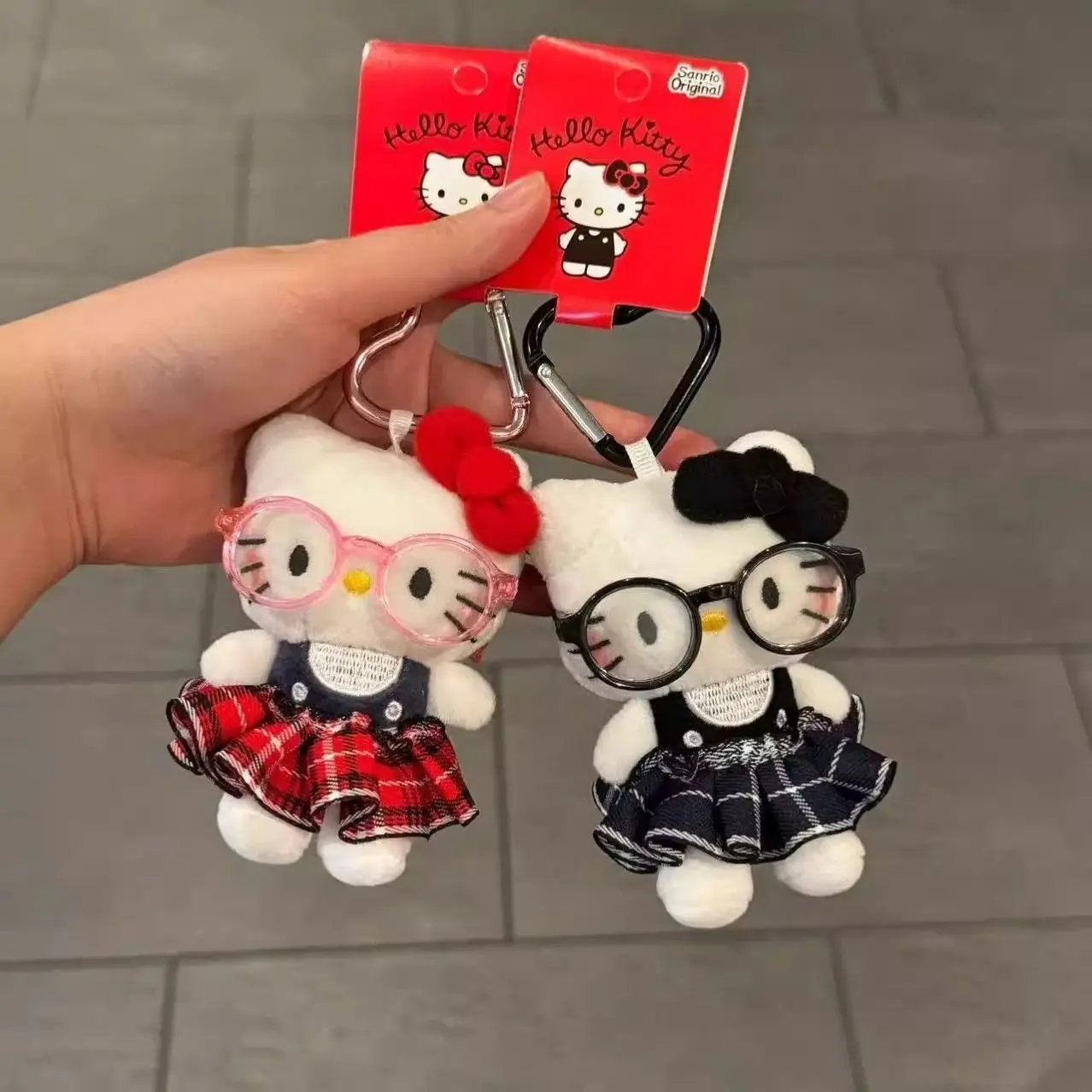 

Cute Kitty Plush Keychain with Glasses and Plaid Skirt Adorable Bag Pendant Schoolbag Decor Stuffed Doll Toy Perfect Gift