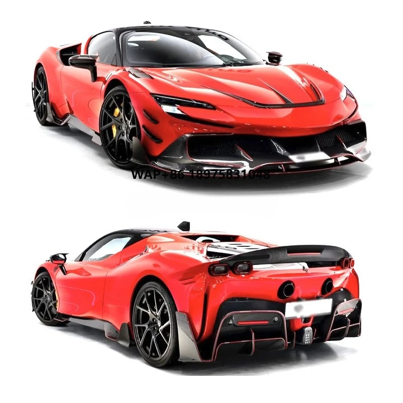 Car Refit Parts for SF90 Mansry Dry Carbon Fiber Front Rear Lip Diffuser Spoiler Side Skirts for SF90 Fenders Body Kit