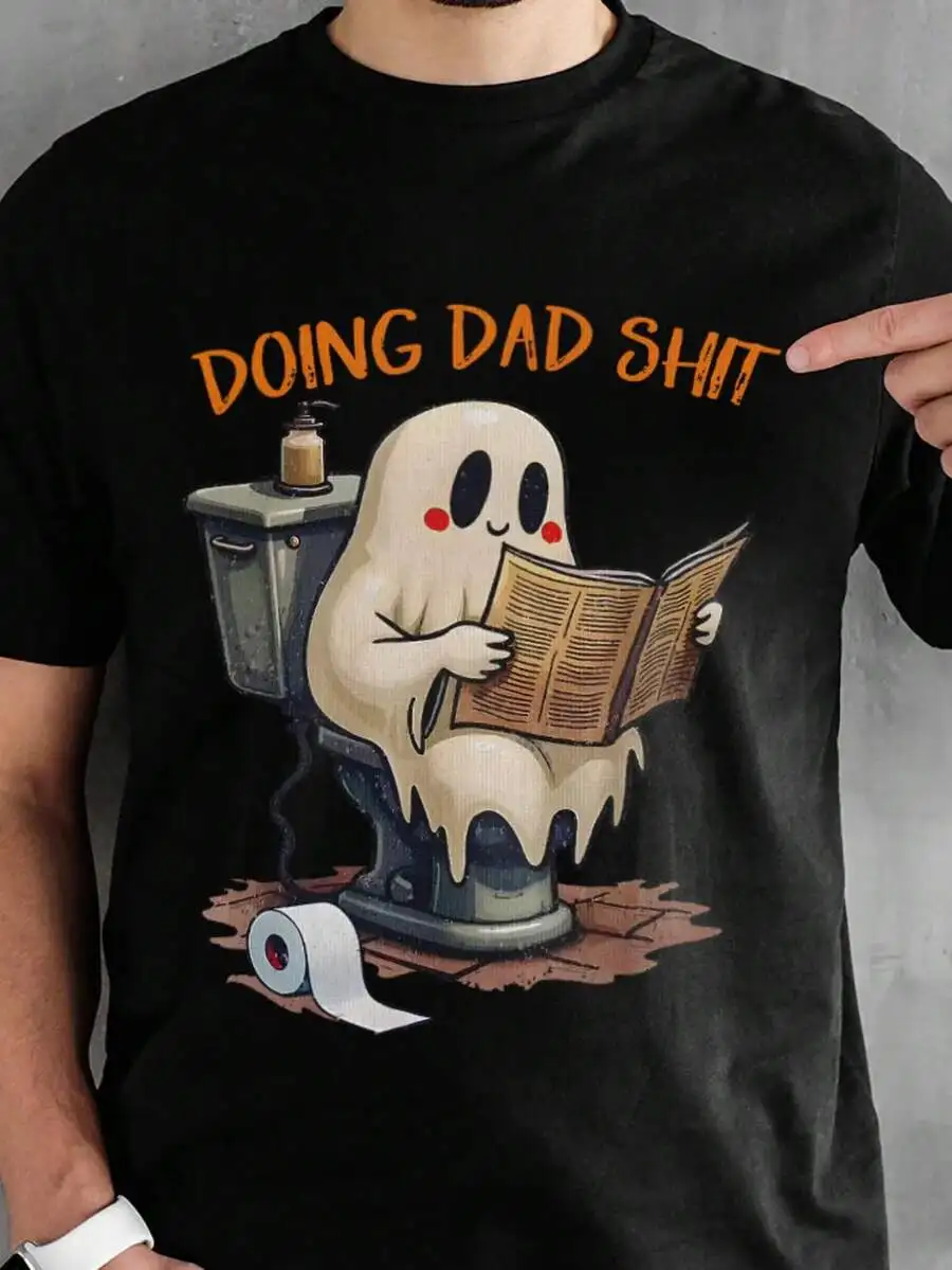 1pc Funny Dad Halloween Shirt , Cute Ghost T-Shirt Gift For Dad, Spooky Dad Jokes Tee