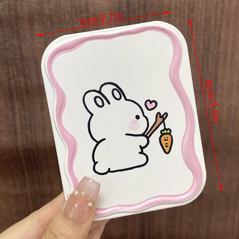 Cartoon Cute Rabbit Folding Clamshell Mirror Makeup Mirror With Comb Portable Creative For Women Girls Handheld Mirror