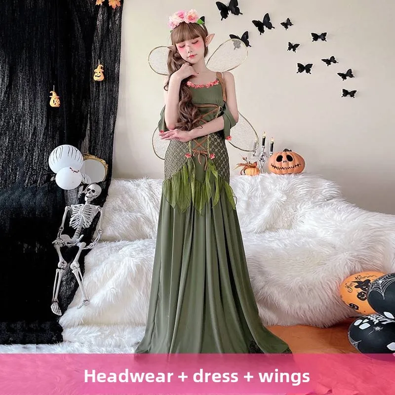 

Adult loween een Wild Fairy Costume Dr Long Skirt Masquerade Ball Stage Performance Women's Faion Dr