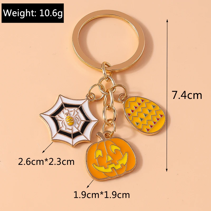 Niedliche Emaille Halloween Schlüssel bund Kürbis Geist Schlüssel ring Anhänger für Schlüssel halter Frauen Mädchen Handtasche Zubehör DIY Schmuck Geschenke – Detail 4