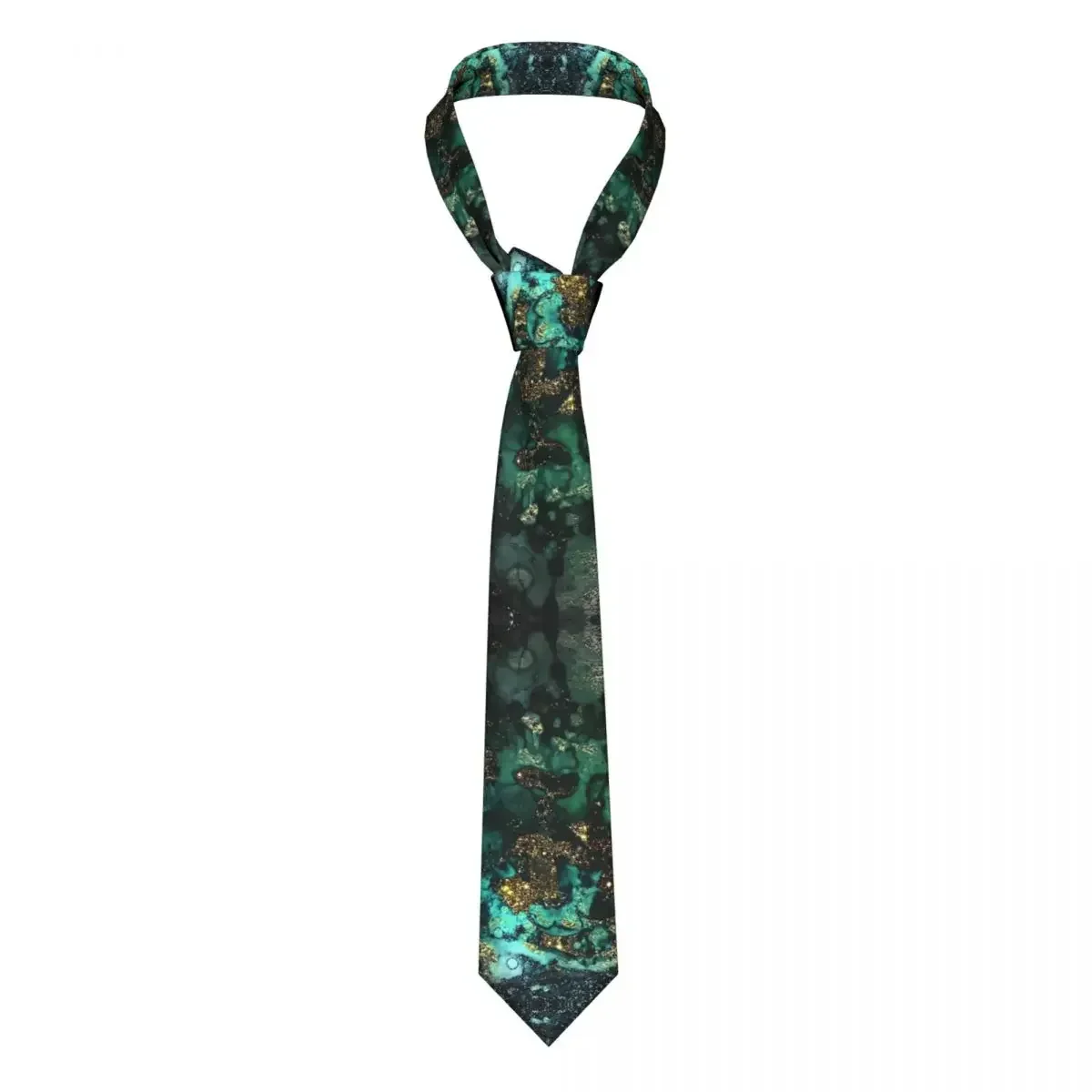 Gold Indigo Malachite Marble Men Women Necktie Silk Polyester 8 cm Classic Marbled Texture Neck Ties Shirt Accessories Cravat