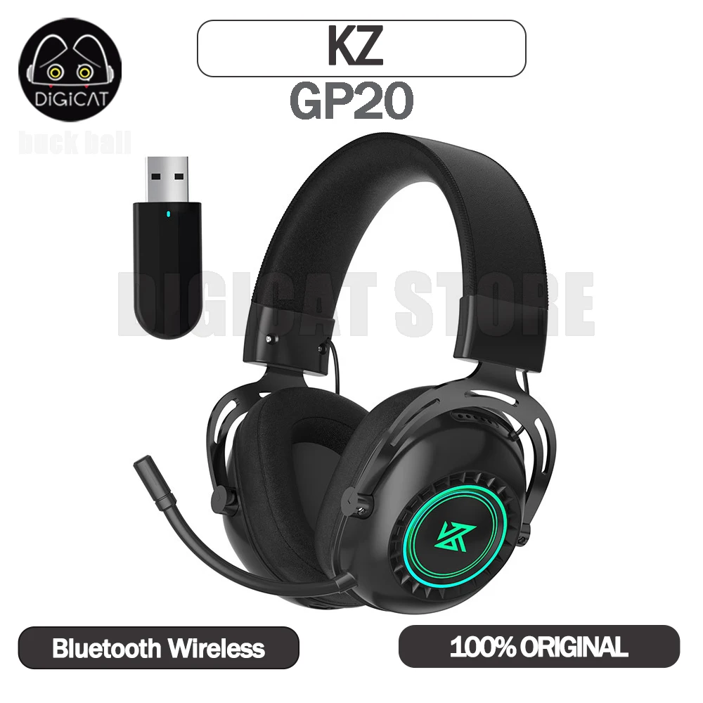 KZ GP20 Bluetooth Wireless Headphone With Microphone 2Mode Bluetooth/2.4G Earphones Long Endurance RGB Lightweight Headsets Gift