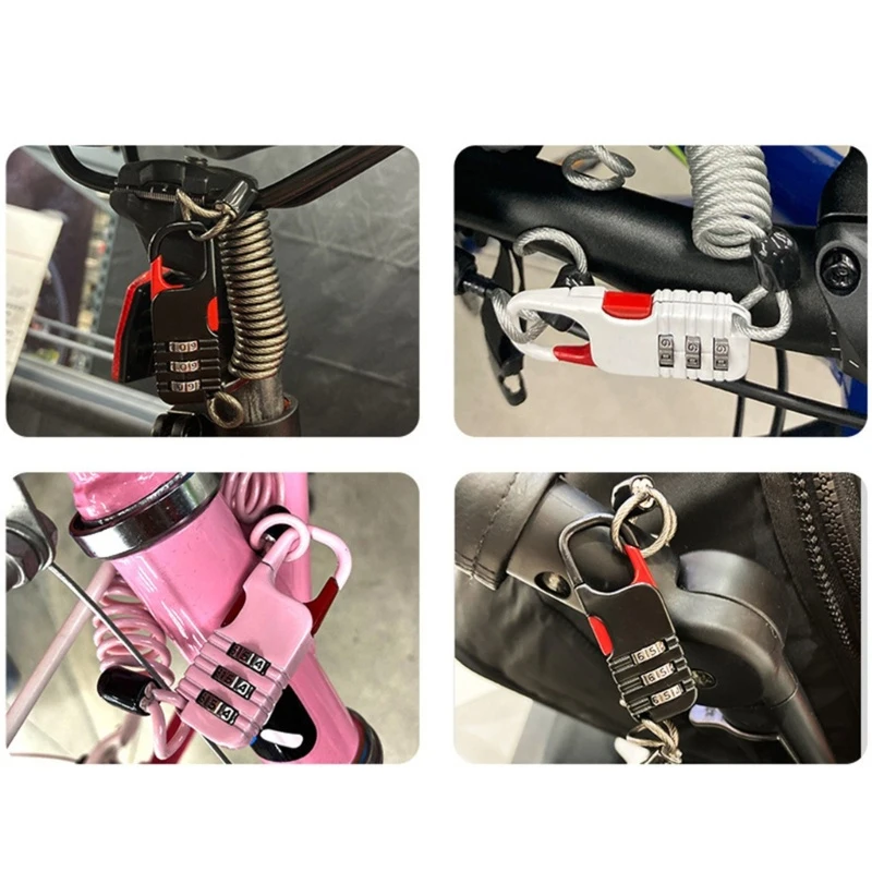 Bicycle Anti Theft Motorcycle Three Digit Password Combination Safety Cable Wire Rope Helmet Lock 60 * 22mm Safety Rope Lock