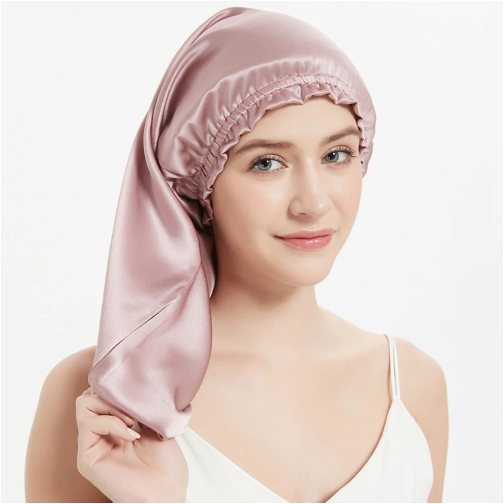 100% czysty jedwab morwowy Czapki do włosów dla kobiet Czapka do spania Jedwabna czapka do spania Czapki nocne Ochrona włosów Turban na głowę