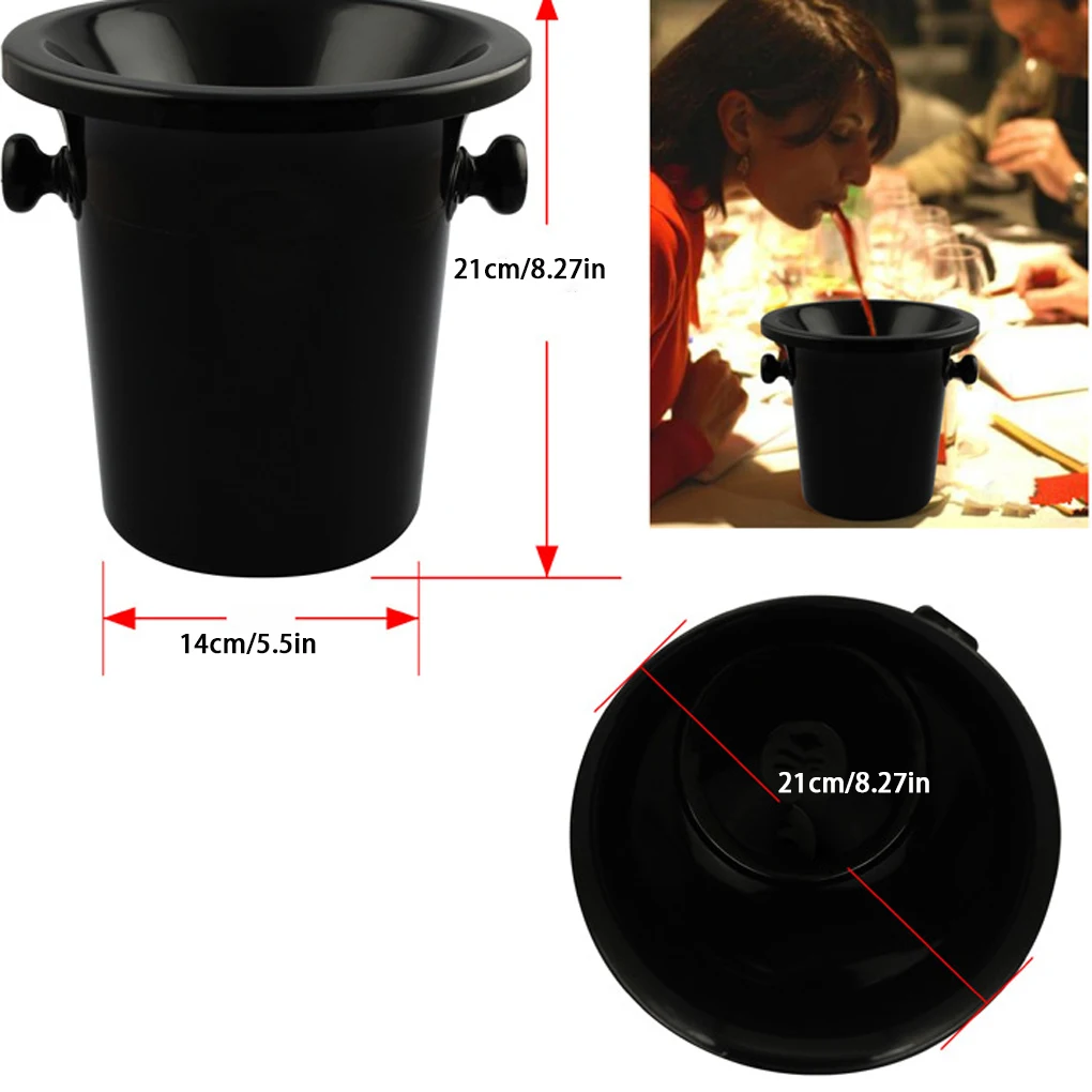 Picture 7: Black Sleek Wine Tasting Spittoon Set Elegant Wine Barrels Bucket For Parties And Cocktails