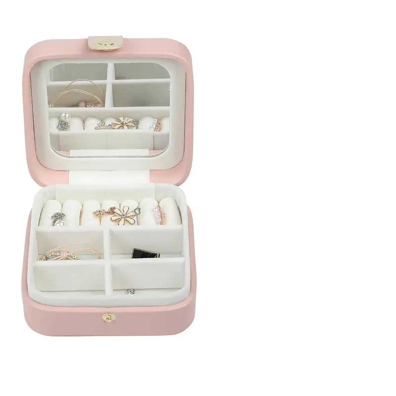 

Korean Style Simple Solid Color Jewelry Storage Box Travel Portable Mini Storage Box Small Exquisite Ring Earring Jewelry Box