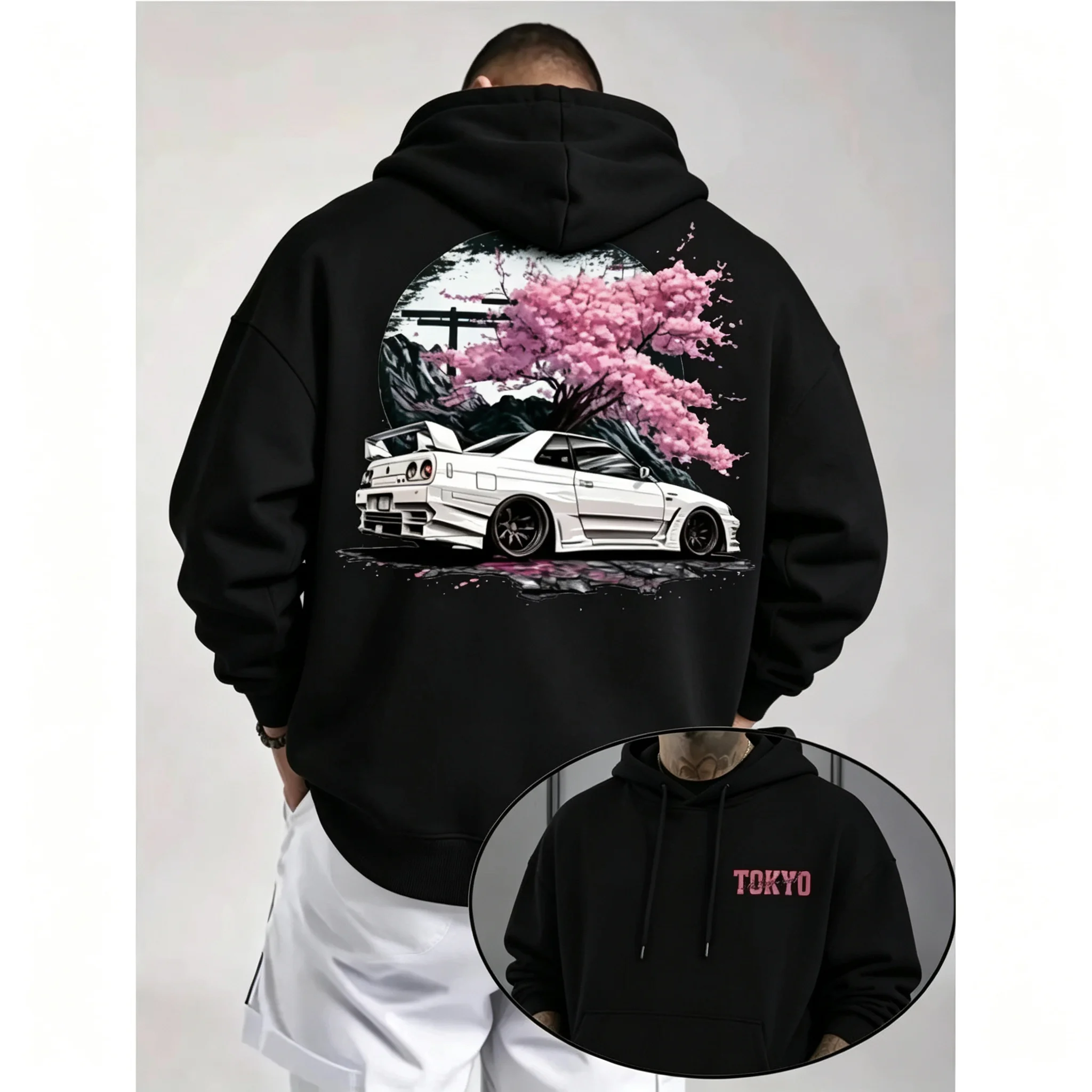 JDM Tokyo Drift Car hoodie Unisex Oversized Japanese hoodie Sakura Graphic Tee Y2K Aesthetic hoodie men clothing streetwear