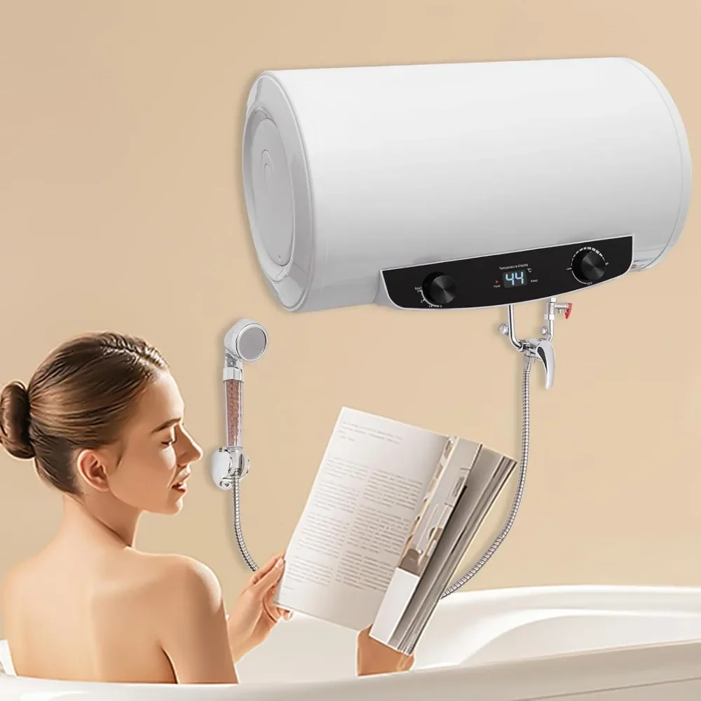 Electric Storage Hot Water Tank Boiler 50 L 220 V 2000 W Smart Hot Water Tank Wall Mounted Equipped with Tap Shower Head