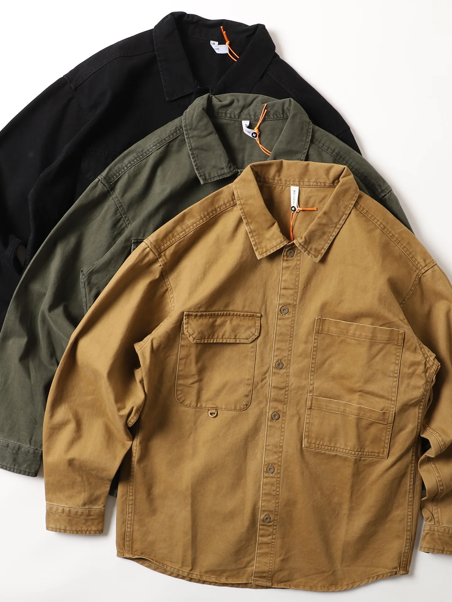 

Retro Pure Cotton Long Sve irt Men's Sli Color Casual Outerwear irt Ameika Heavy Waed Workwear Jaet