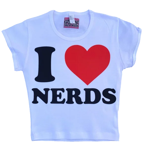 

Женский короткий топ с надписью «I Love Nerds», пикантная вечерняя одежда в готическом стиле, модная одежда в стиле Харадзюку с круглым вырезом