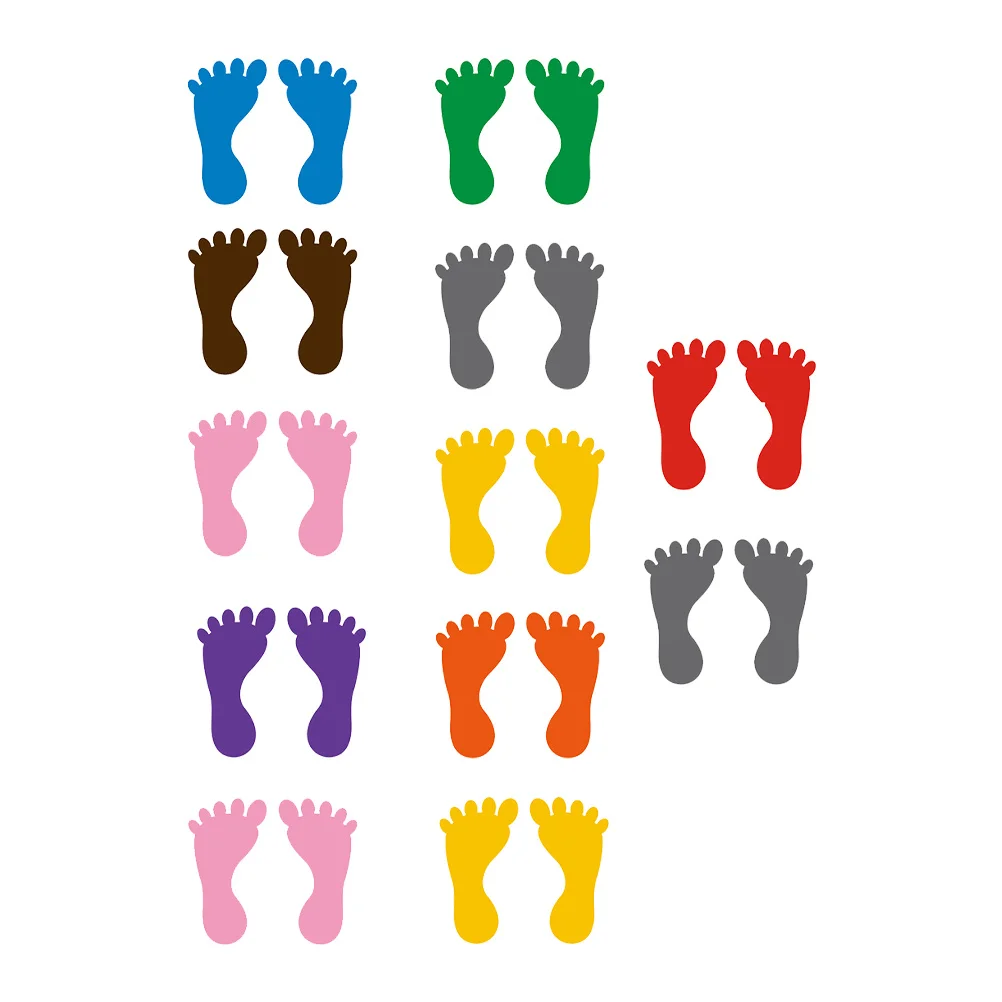 

12Pairs Footmark Stickers Waterproof Non-Slip Foot-Shaped Floor Stickers Footprint Decal for Bathrooms