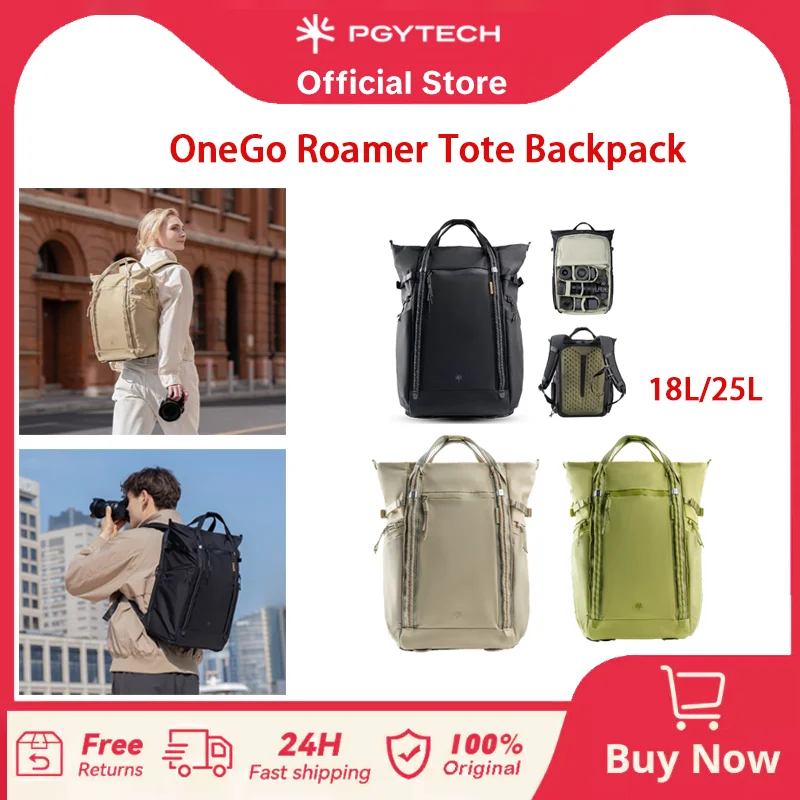 Mochila para Cámara PGYTECH OneGo Roamer de 18L, Mochila Casual Resistente al Agua con Doble Correa de Transporte, Compatible con Cámaras DSLR/Sin Espejo