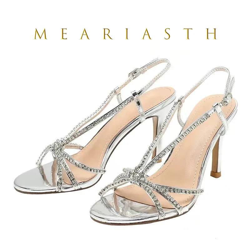 

New Summer Women's High Heel Sandals Rhinestone Roman crystal Sandals Open Toe Stiletto Sexy High Heels Slingback Shoes