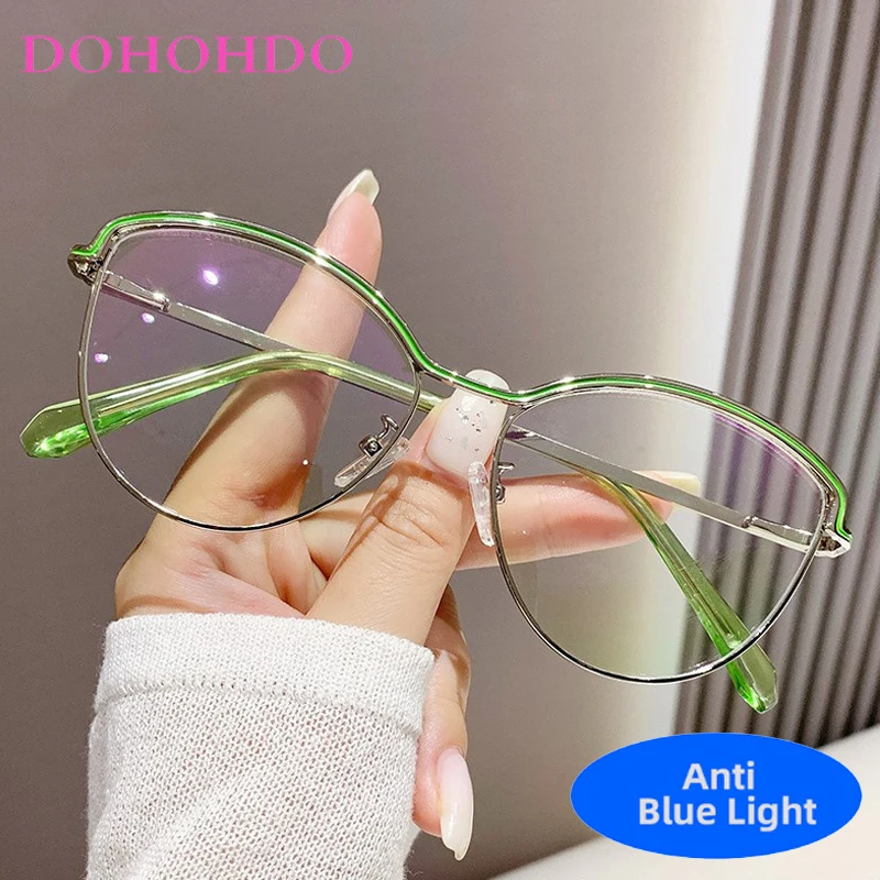 

Classic Metal Cat Eye Elegant Women Glasses Optical Eye Protection Computer Reading Brand Design Anti-Blue Light Spectacle Очки